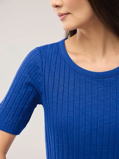 Baumwollshirt Rippenstruktur Tintenblau