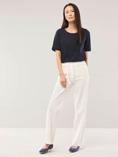 Baumwollshirt Lochstickereiband Nachtblau