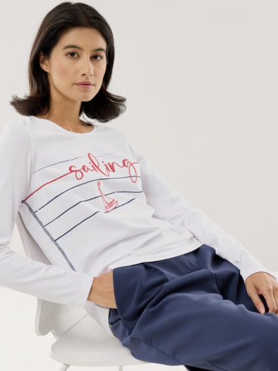 Baumwollshirt Sailing Weiß
