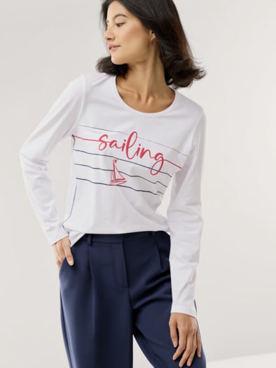 Baumwollshirt Sailing Weiß