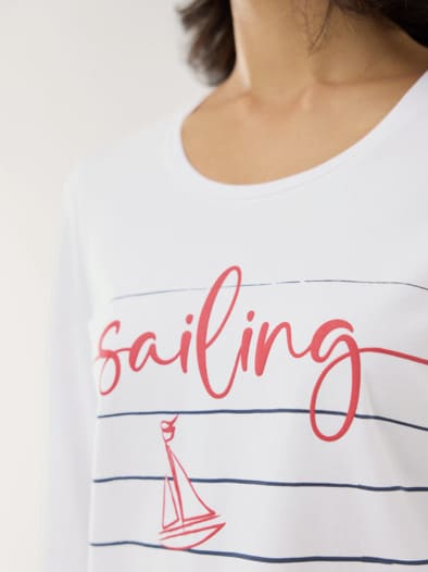 Baumwollshirt Sailing Weiß