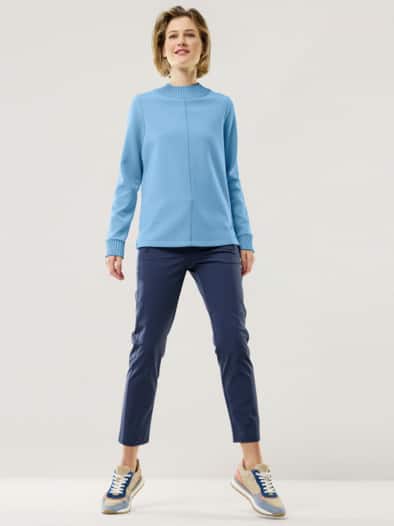 Sweatshirt mit Strick Ozeanblau
