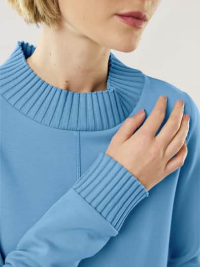 Sweatshirt mit Strick Ozeanblau