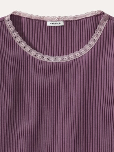 Rippshirt Spitzendetail Mauve