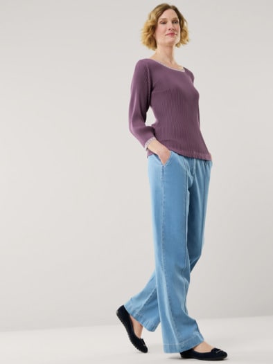 Rippshirt Spitzendetail Mauve