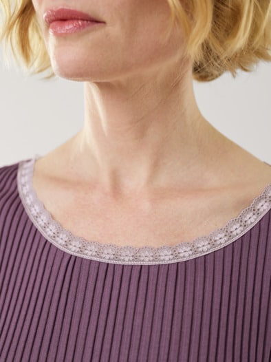 Rippshirt Spitzendetail Mauve