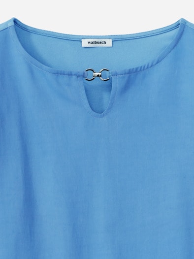 Viskoseshirt Materialmix Ozeanblau