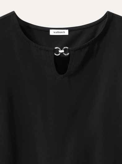Viskoseshirt Materialmix Schwarz