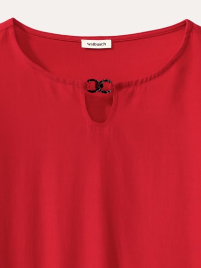 Viskoseshirt Materialmix Kirschrot
