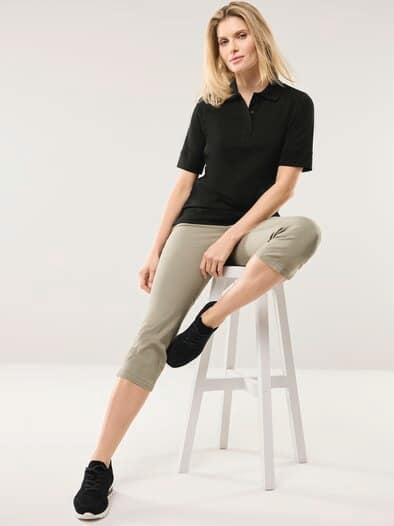 Pimacotton Basic Polo  Halbarm Schwarz