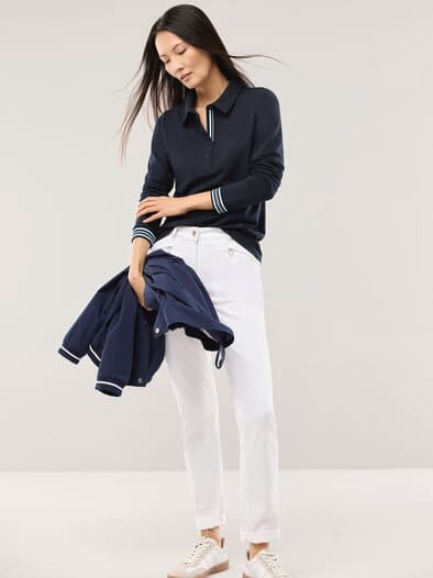 Poloshirt Kontrastdetail Nachtblau