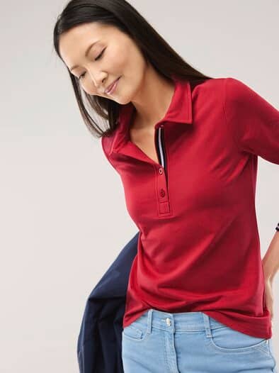 Poloshirt Kontrastdetail Signalrot