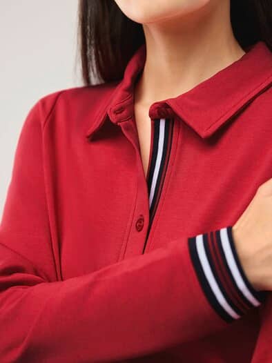 Poloshirt Kontrastdetail Signalrot