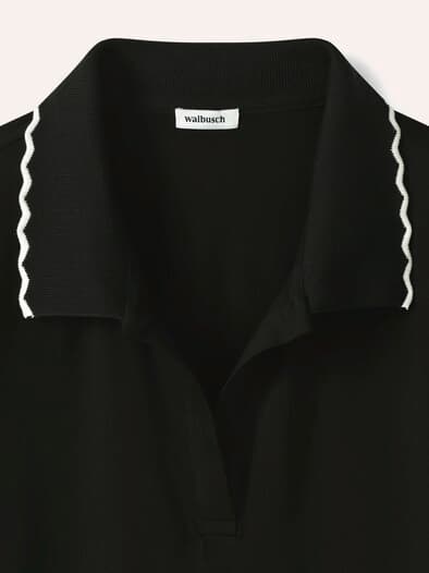 Poloshirt Wellenkante Schwarz