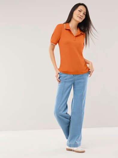 Poloshirt Wellenkante Dunkelorange