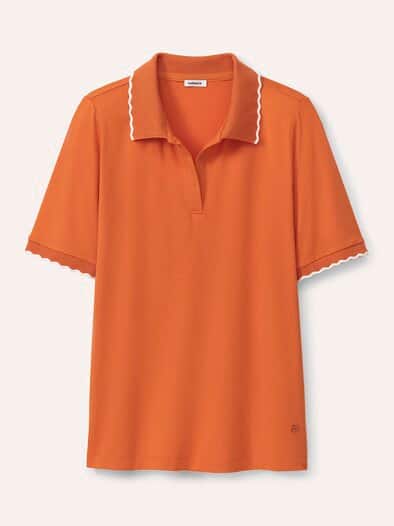 Poloshirt Wellenkante Dunkelorange