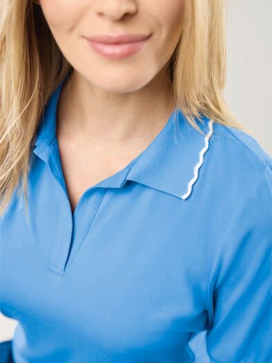 Poloshirt Wellenkante Jeansblau