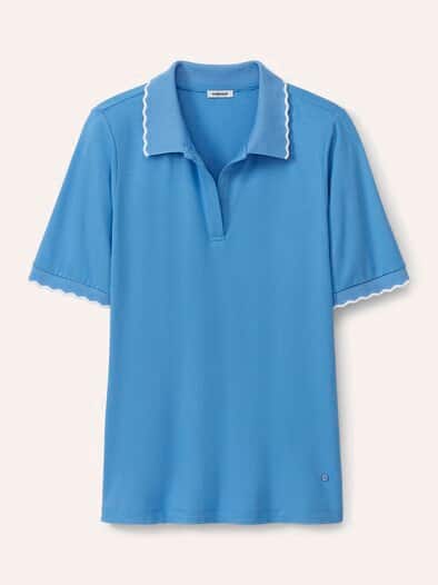 Poloshirt Wellenkante Jeansblau