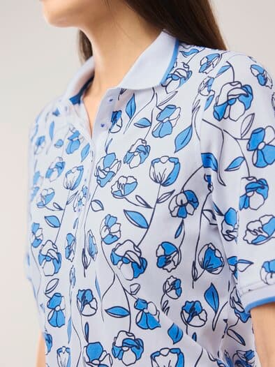 Extraglatt Polo Blume Meerblau