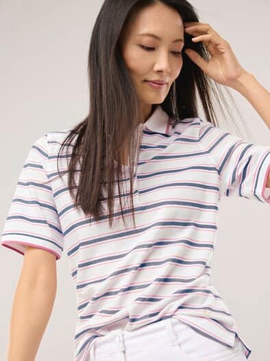 Extraglatt Polo Streifen Malve