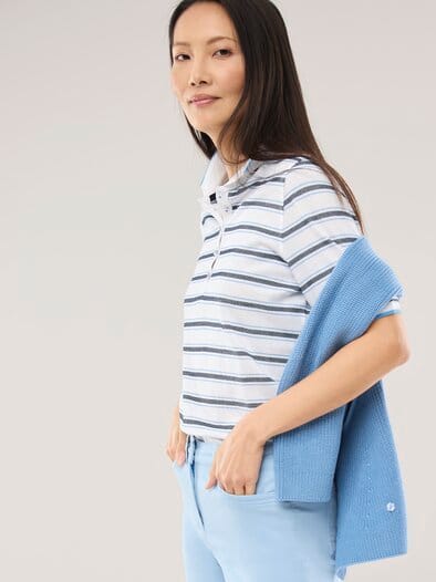 Extraglatt Polo Streifen Meerblau