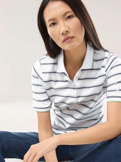 Extraglatt Polo Streifen Salbei