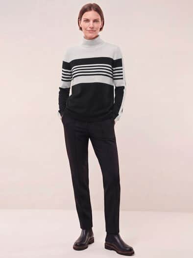 Viskose Rolli Hautschmeichler Streifen Schwarz/Offwhite