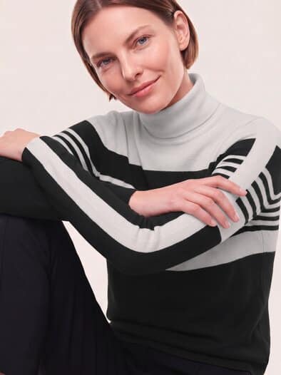 Viskose Rolli Hautschmeichler Streifen Schwarz/Offwhite
