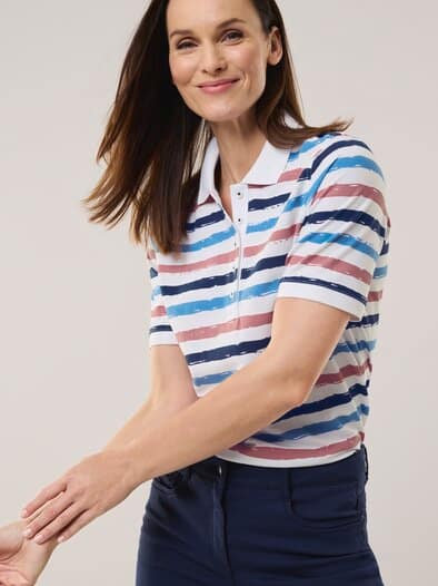 Poloshirt Frischekick Weiß gestreift