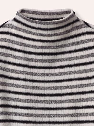 Ringelshirt mit Kaminkragen Silber Melange