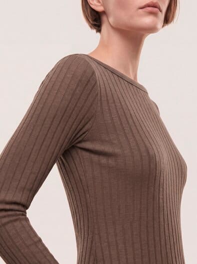 Shirt mit Rippenstruktur LA Kastanie