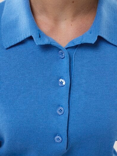 Polo-Pullover mit Seide Meerblau