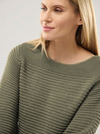 Pullover aus Bändchengarn Khaki