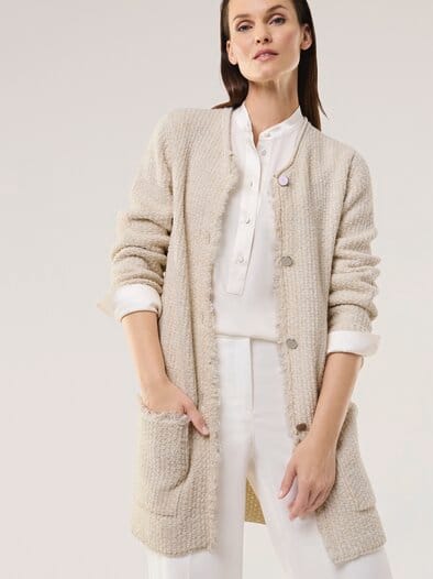 Fancy Longstrickjacke Creme/Offwhite