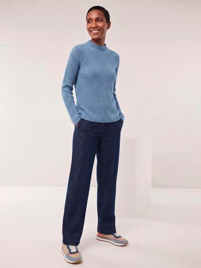 Cashmino Pullover Nahtlos Smokey Blue
