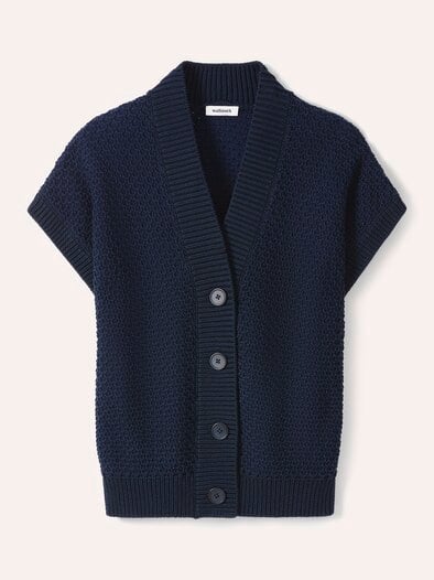 Strickweste mit Waffelstruktur Nachtblau