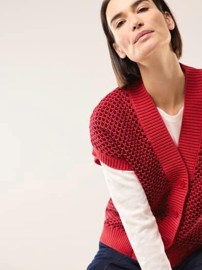 Strickweste mit Waffelstruktur Signalrot