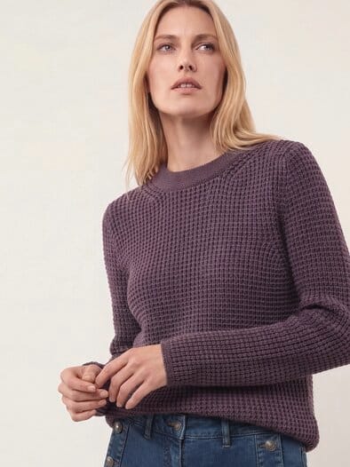 Baumwollpullover in Waffelstruktur Mauve