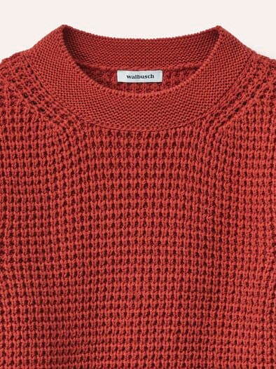 Baumwollpullover in Waffelstruktur Ziegelrot