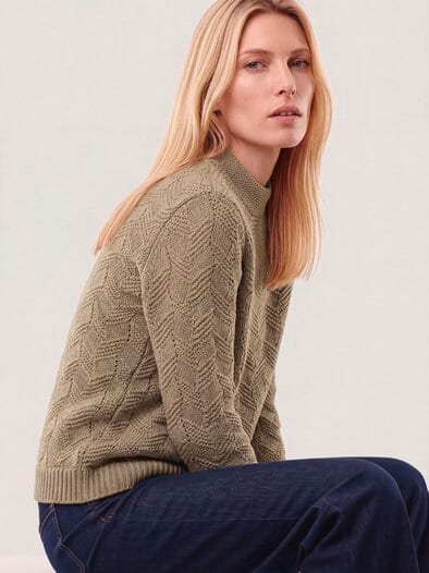 Weicher Strukturpullover Praline