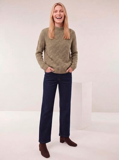 Weicher Strukturpullover Praline
