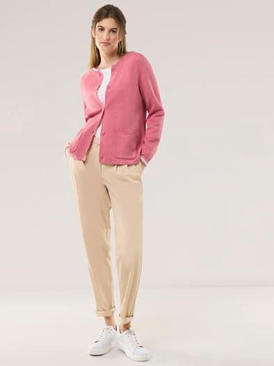 Doubleface Strickjacke Rosenholz