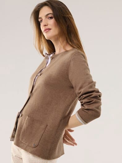 Doubleface Strickjacke Praline