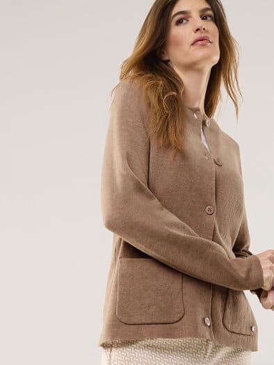 Doubleface Strickjacke Praline