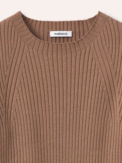 Baumwollmix Pullover in Rippenstrick Optik Praline