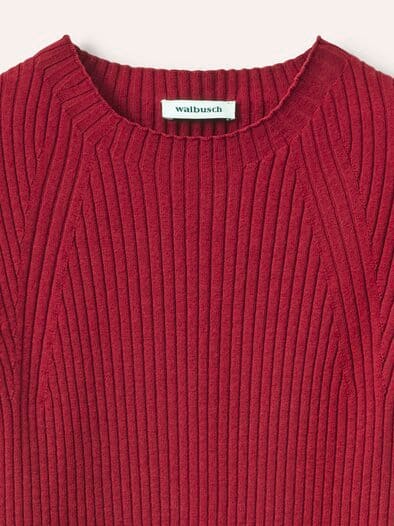 Baumwollmix Pullover in Rippenstrick Optik Chianti
