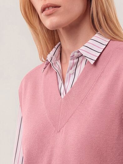 Merino Pullunder mit V-Ausschnitt Rosenholz