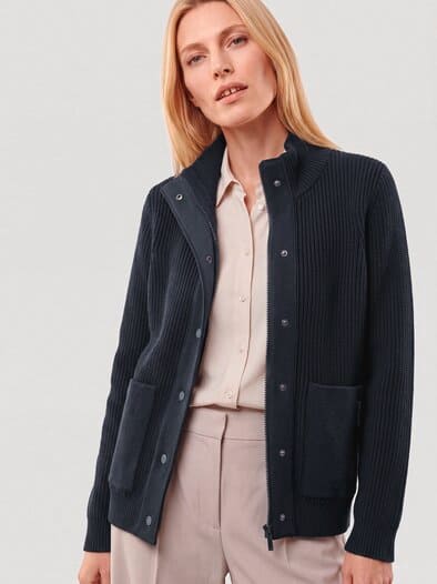 Baumwoll Patentstrickjacke Nachtblau