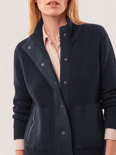 Baumwoll Patentstrickjacke Nachtblau