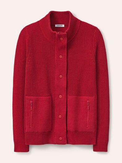 Patentstrickjacke aus Baumwolle Dunkelrot